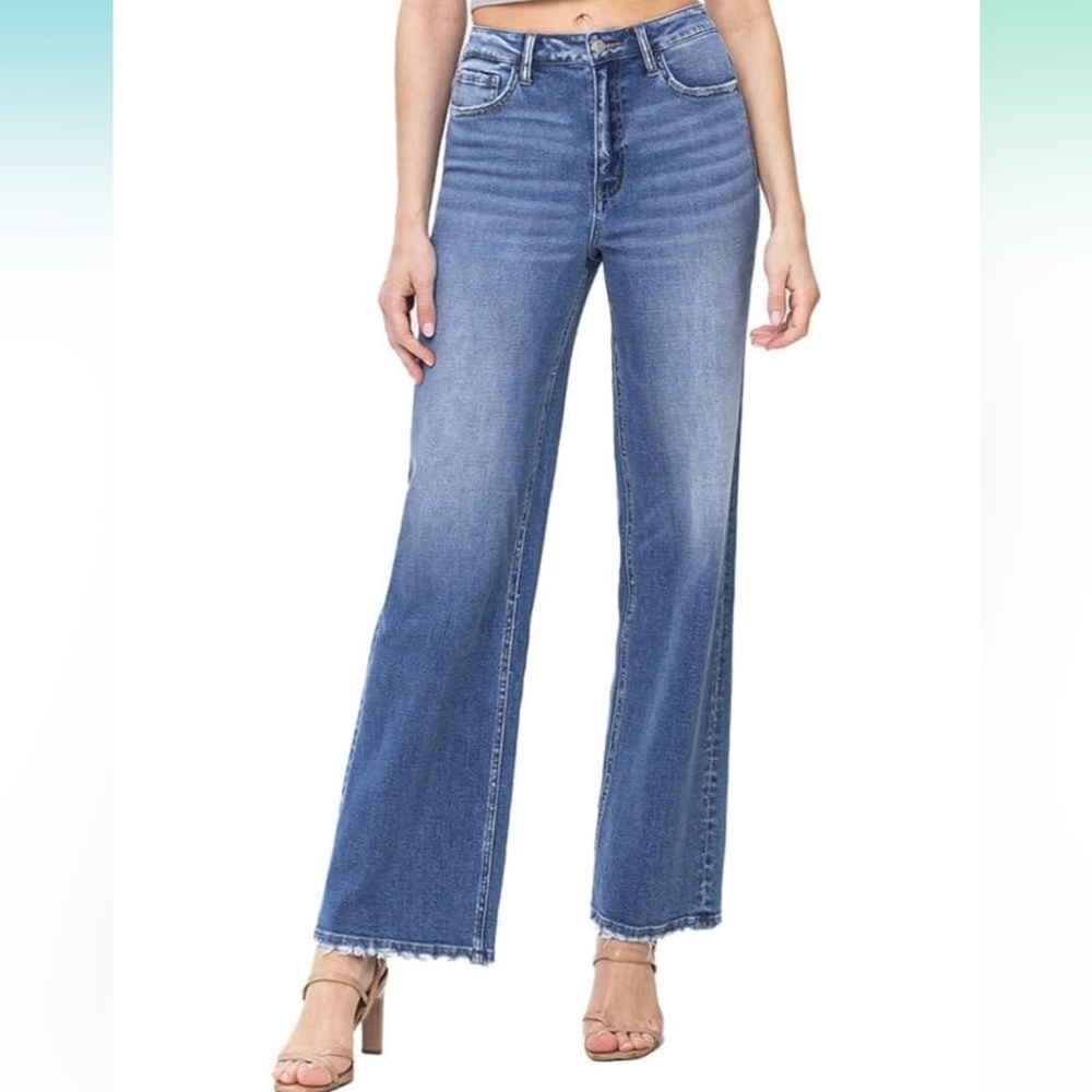 Flying monkey super high rise loose jeans medium blue size 32